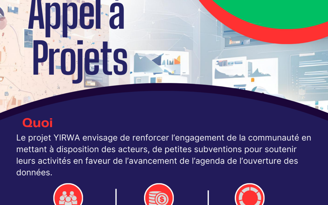 Projet YIRWA, Appel à projets : Mini-subventions pour la réalisation d’activités en faveur de l’avancement de l’agenda de l’ouverture des données en Afrique francophone.