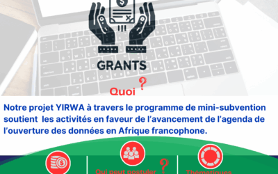 Projet YIRWA, Appel à projets Cohorte 4: Mini-subventions pour la réalisation d’activités en faveur de l’avancement de l’agenda de l’ouverture des données en Afrique francophone.